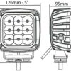 Heavy Duty 5" Square LED Light Dimensions