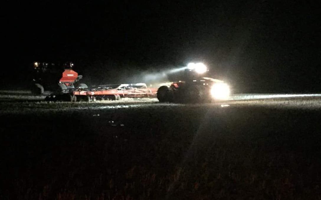 Seeding at Night with the help of Rider Series Double Row Light Bars