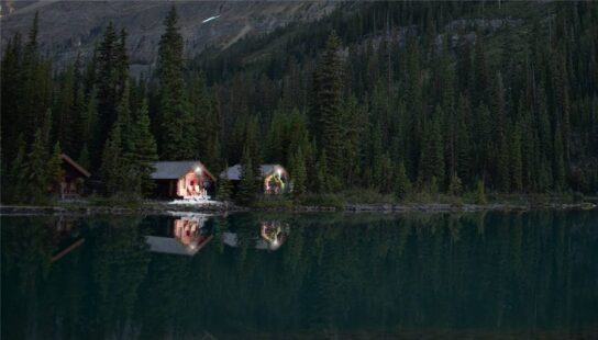 Remote Lakeside Cabins with Solar Lights