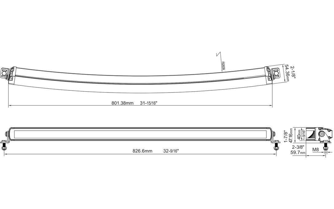 JET BLACK 32 Curved Single Row Bar - ECE Certified - NightRider LEDS