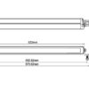 20" ECE Jet Black Single Row Bar with Amber Warning Lights - Dimensions