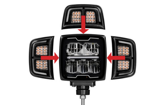 Universal Snowplow Light showing all possible positions of the signal light.