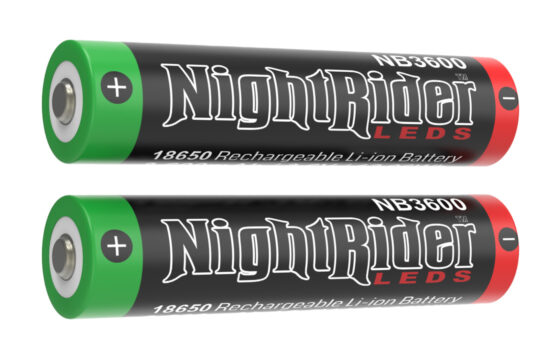 Pack of two rechargeable 18650 Li-ion batteries, 3600mAh,